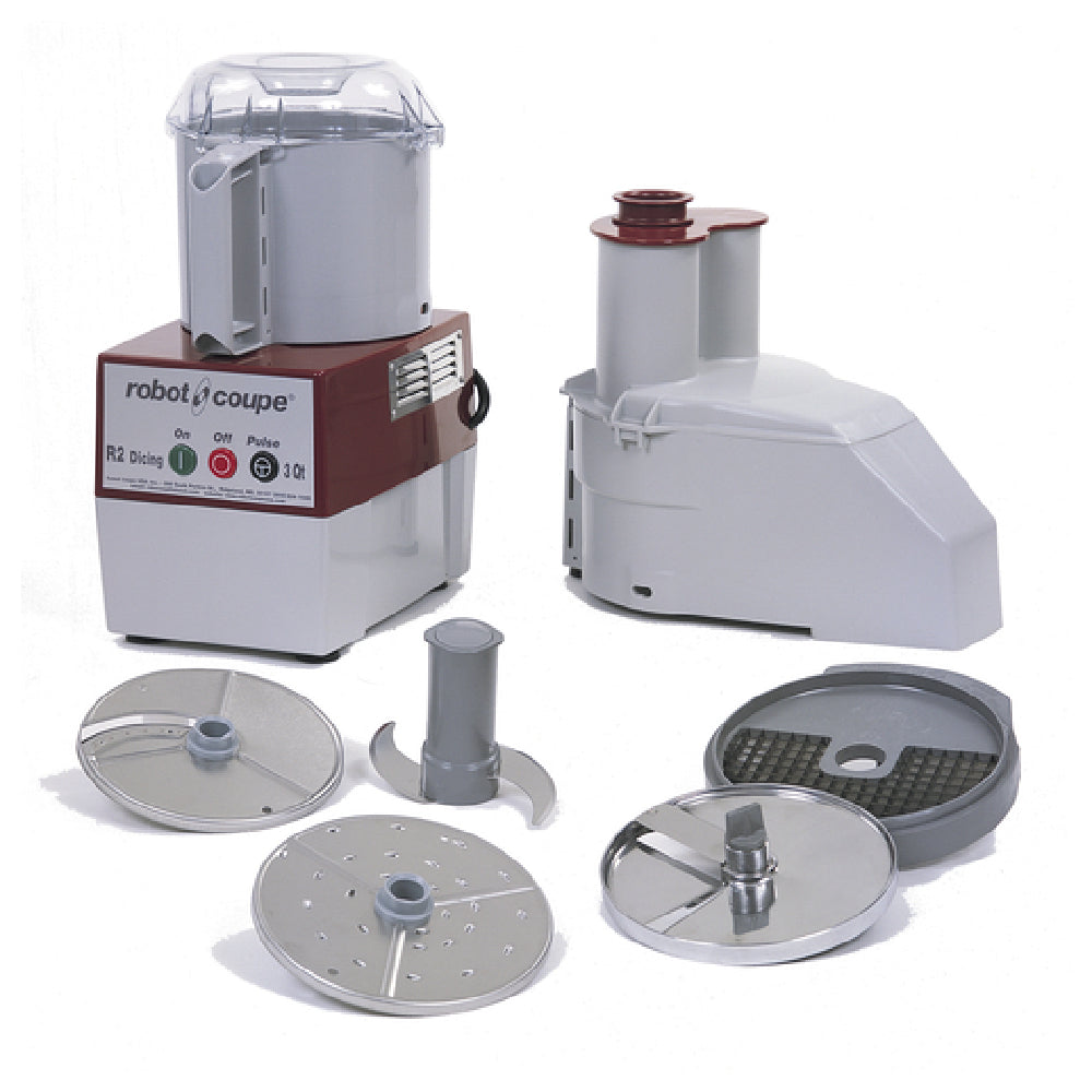 Robot Coupe R2DICE 9 Inch Combination Food Processor with Polycarbonate Bowl and Handle Includes S Blade Grating and Slicing Discs