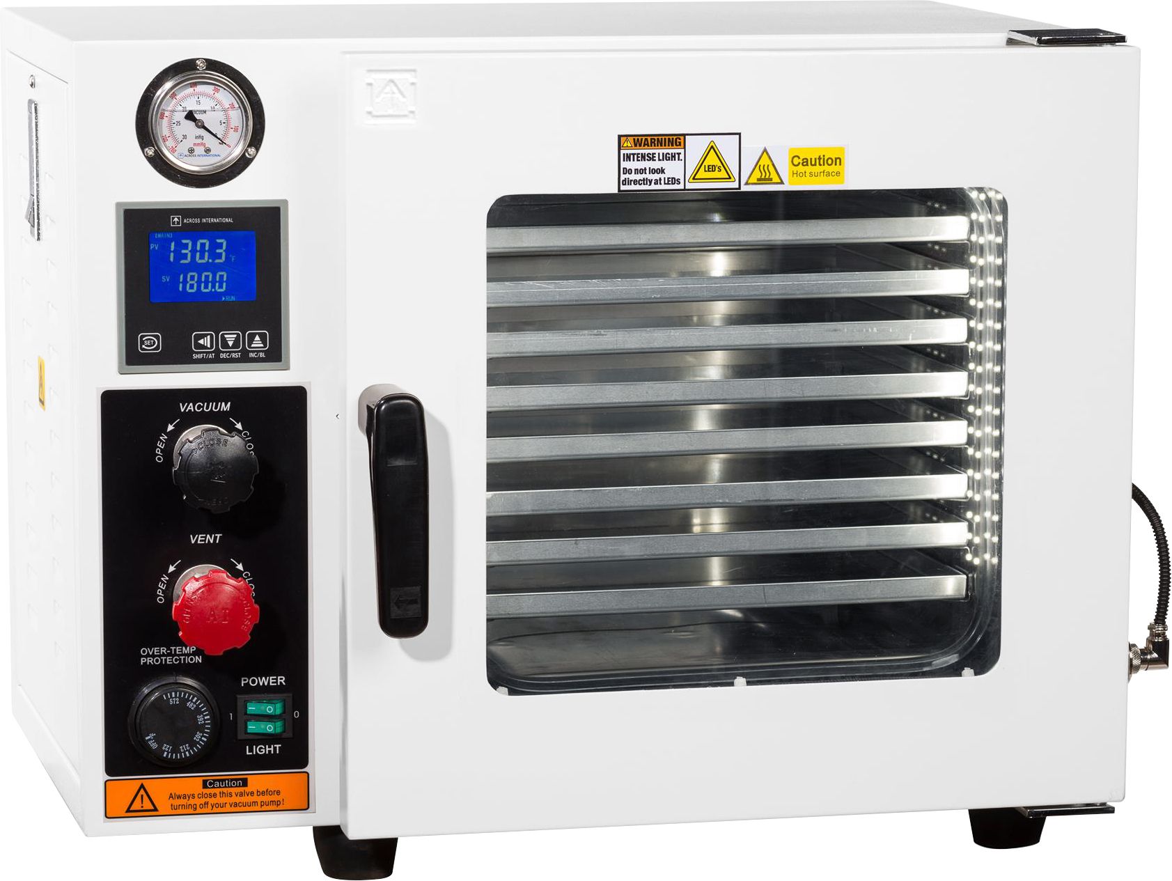 Across International AT09-316L-UL 316L SST 250C UL Certified 0.9 CF Vacuum Oven 5 Sided Heat - 110V 60Hz