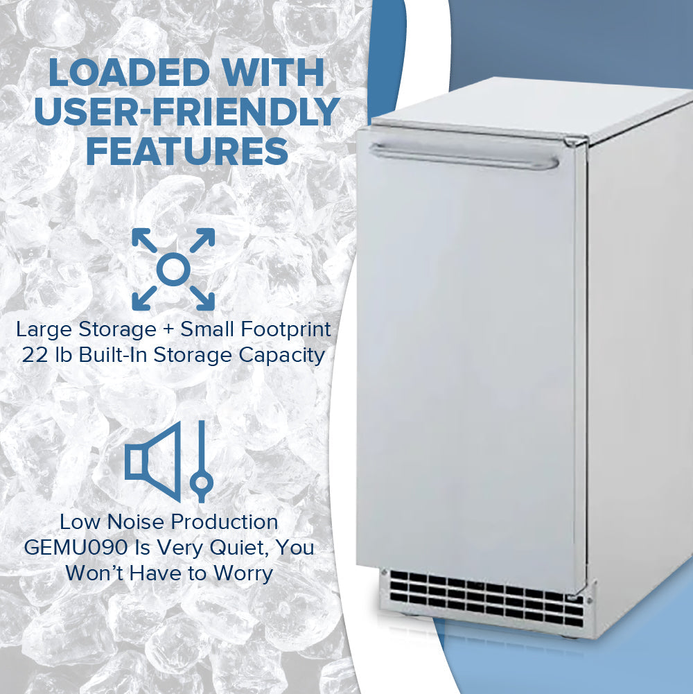 Ice-O-Matic GEMU090 Air-cooled Ice Maker Pearl Ice Nugget Undercounter 85 Lb/Day