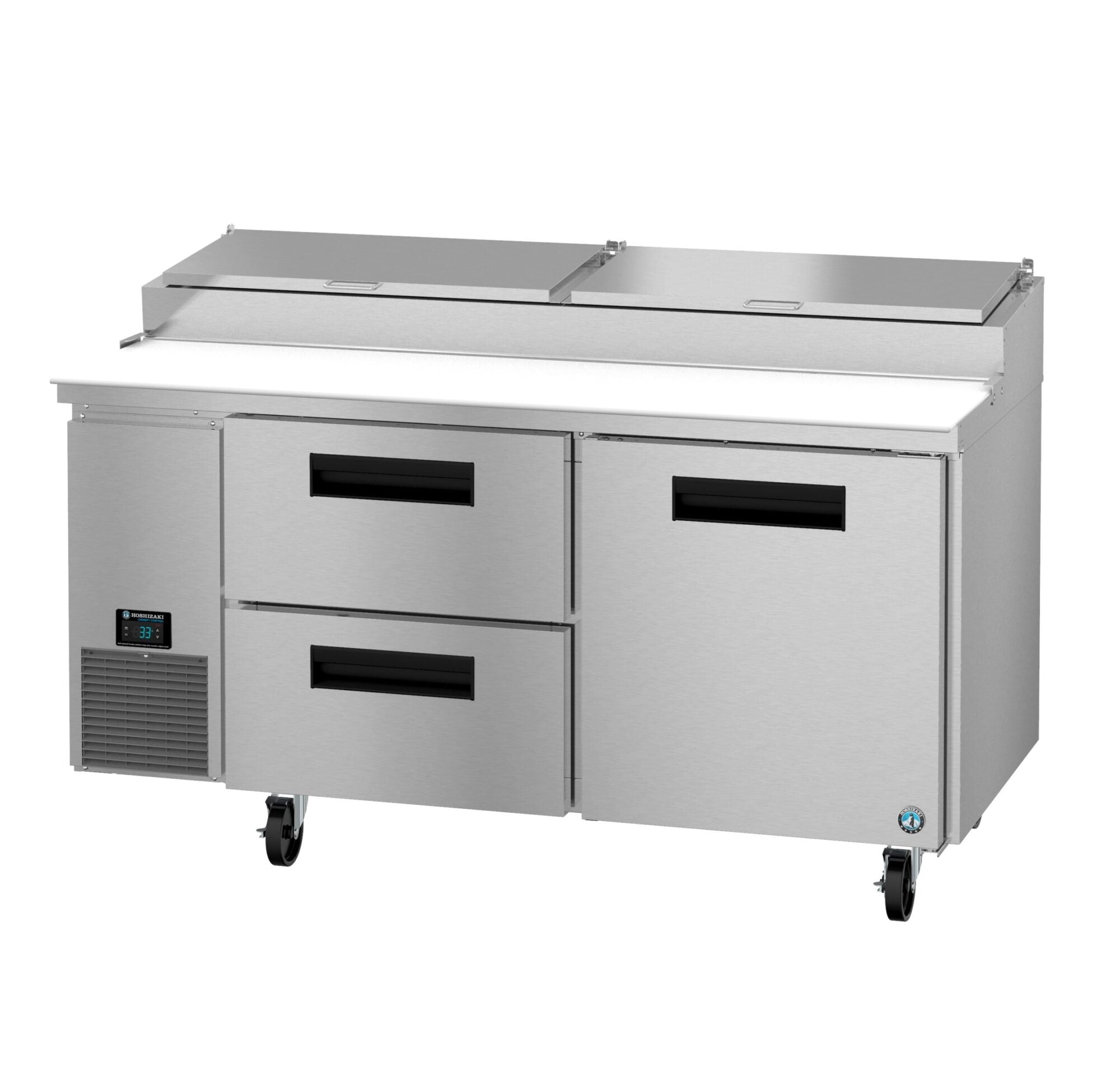 Hoshizaki PR67B-D2 67 Inch Stainless Steel Refrigerated Counter Pizza Prep Table 19.29 cu Ft