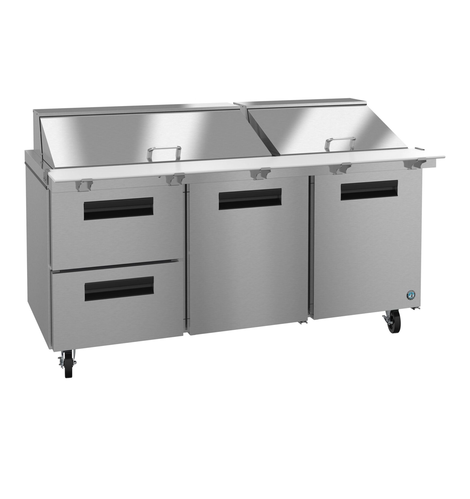 Hoshizaki SR72B-30MD2 72 Inch Three-Section Mega Top Refrigerator 18 cu ft Stainless Steel with 2 Drawers