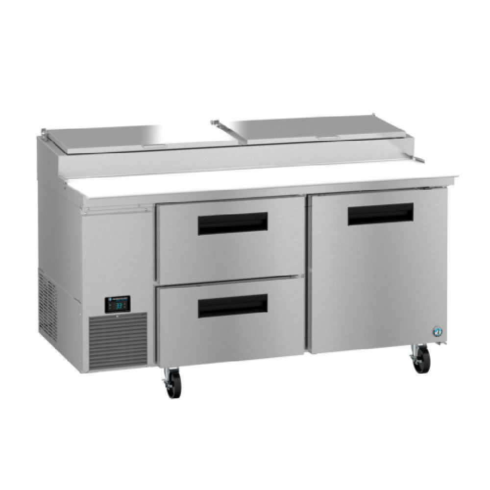 Hoshizaki PR67B-D2 67 Inch Stainless Steel Refrigerated Counter Pizza Prep Table 19.29 cu Ft