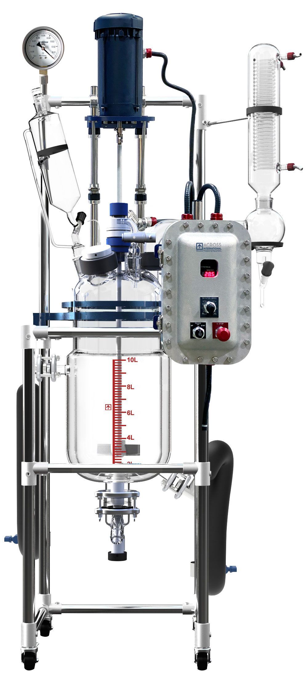Across International R10ex Glass Reactor Ai 10L Jacket w/ Explosion-Proof Motor & Controller 220V