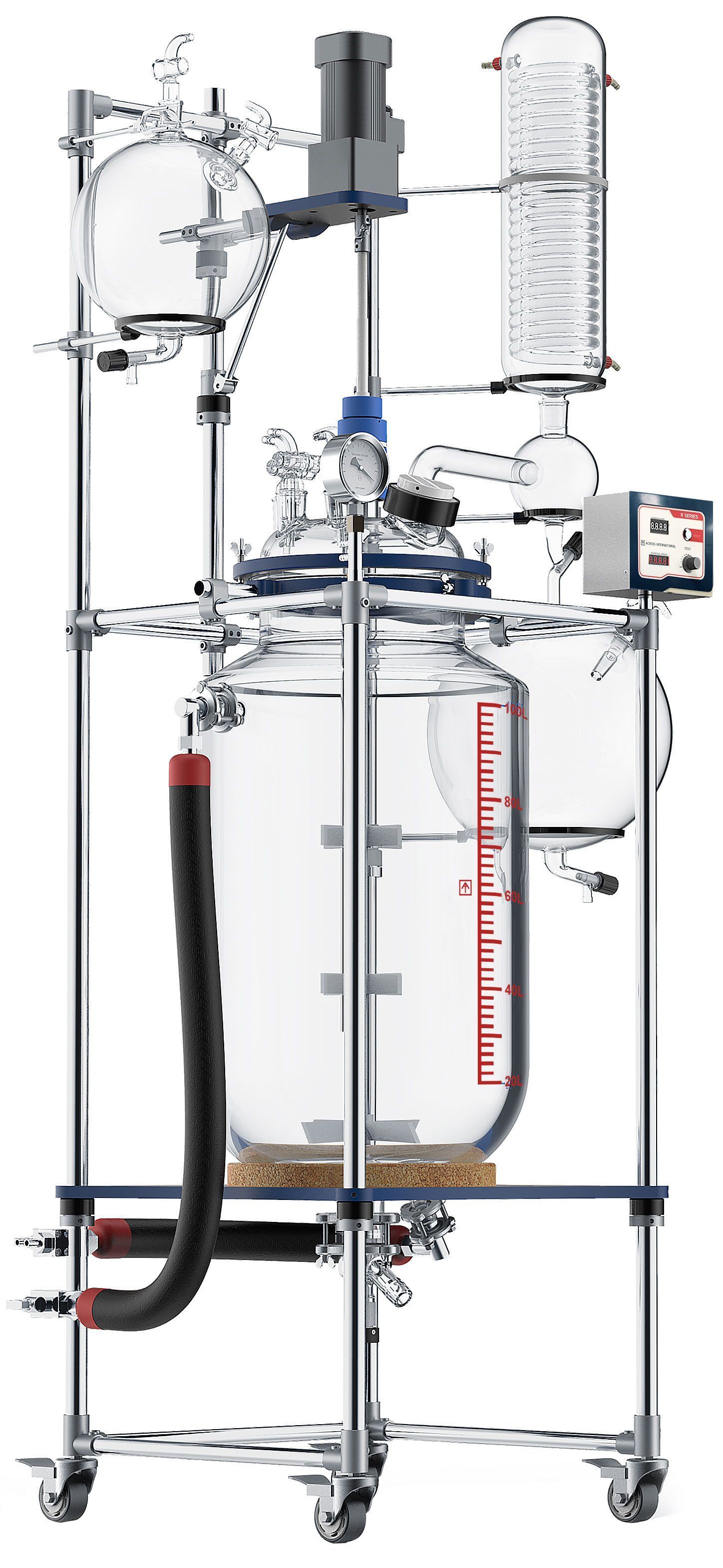 Across International R100 Glass Reactor Ai 100L Single or Dual Jacketed