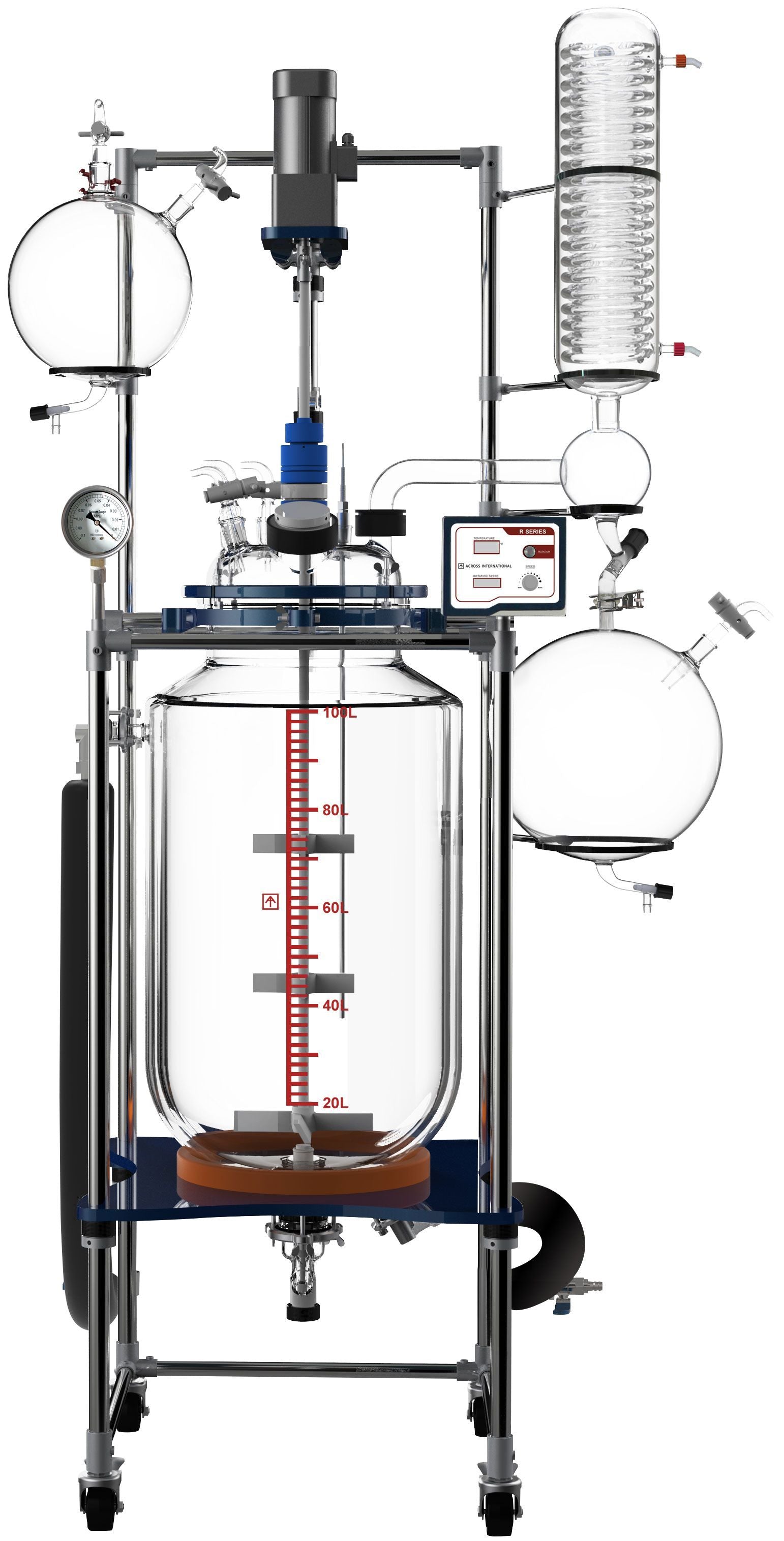 Across International R100 Glass Reactor Ai 100L Single or Dual Jacketed