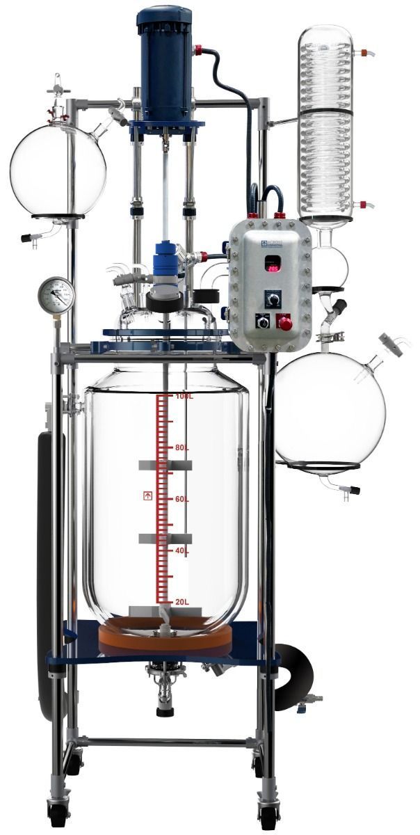 Across International R100ex Glass Reactor Ai 100L Jacket w/ Explosion-Proof Motor/Controller 220V