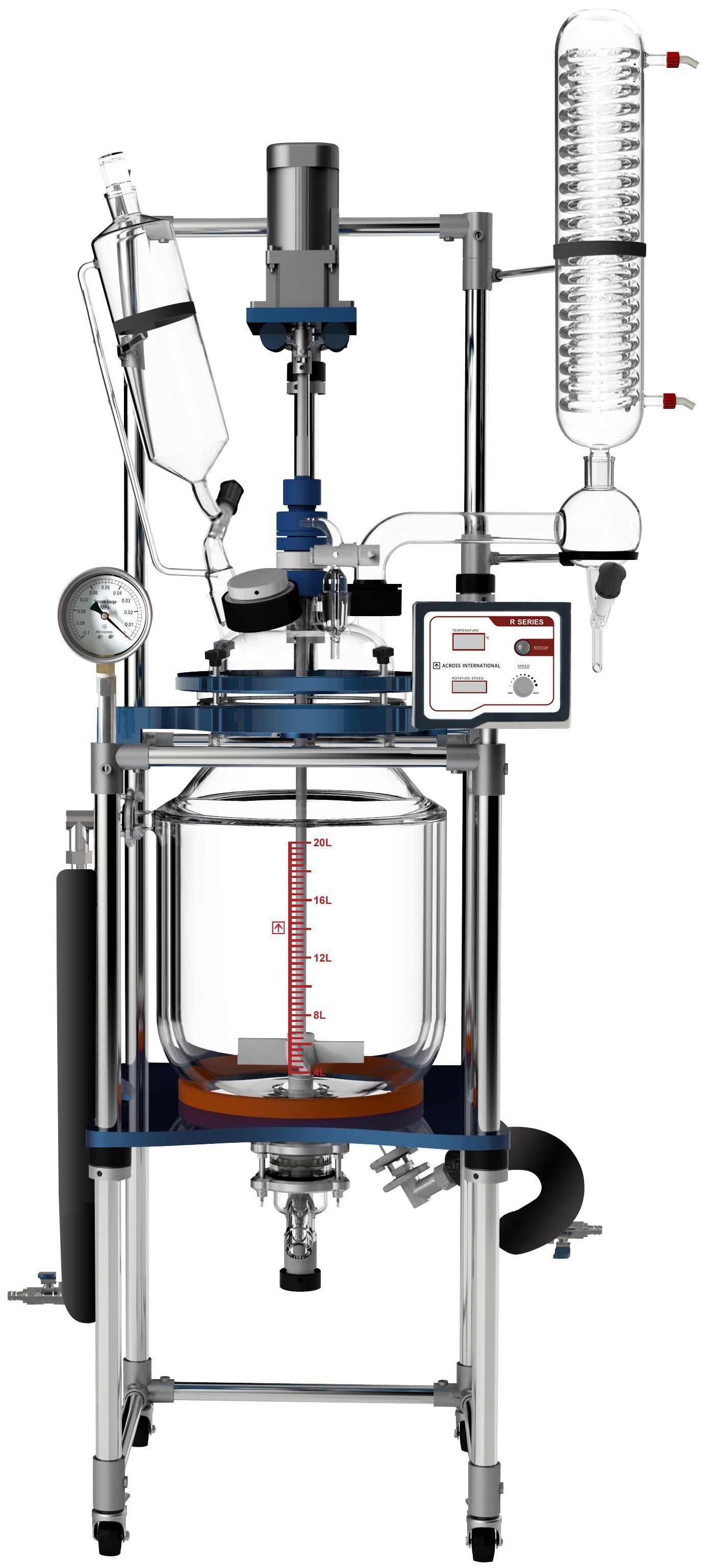 Across International R20 Glass Reactor Ai 20L Single or Dual Jacketed Systems