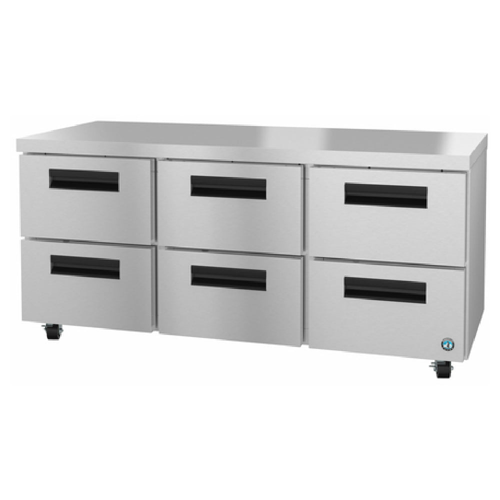Hoshizaki UR72B-D6 72 Inch Three-section Undercounter Refrigerator with 18 cu ft Storage