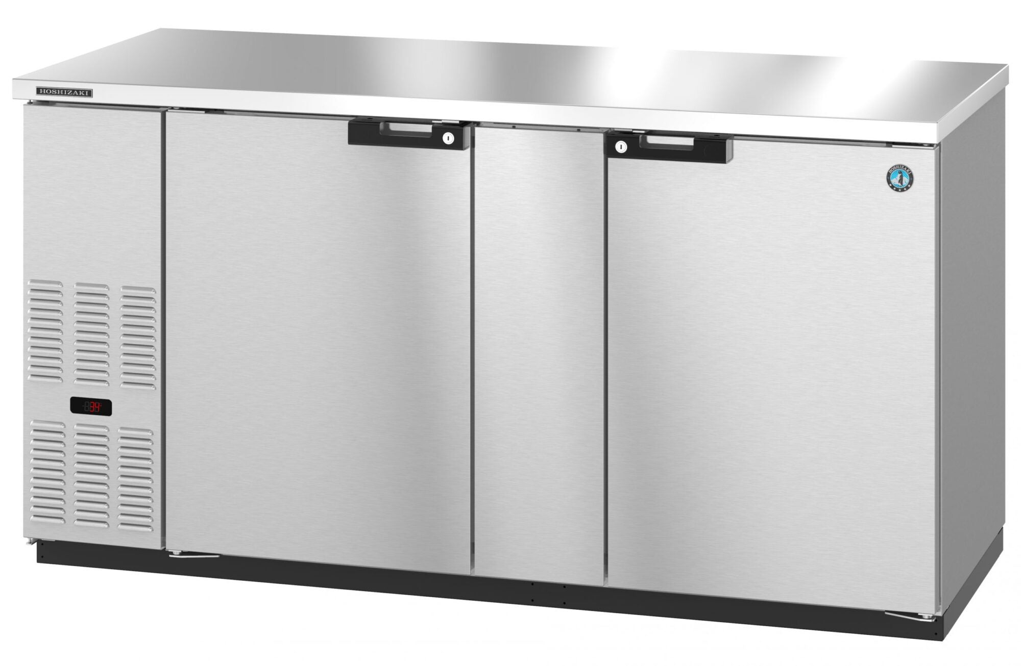 Hoshizaki BB69-S 69 Inch Refrigerated Back Bar Cooler 21.8 cu Inch Two-section and stainless steel