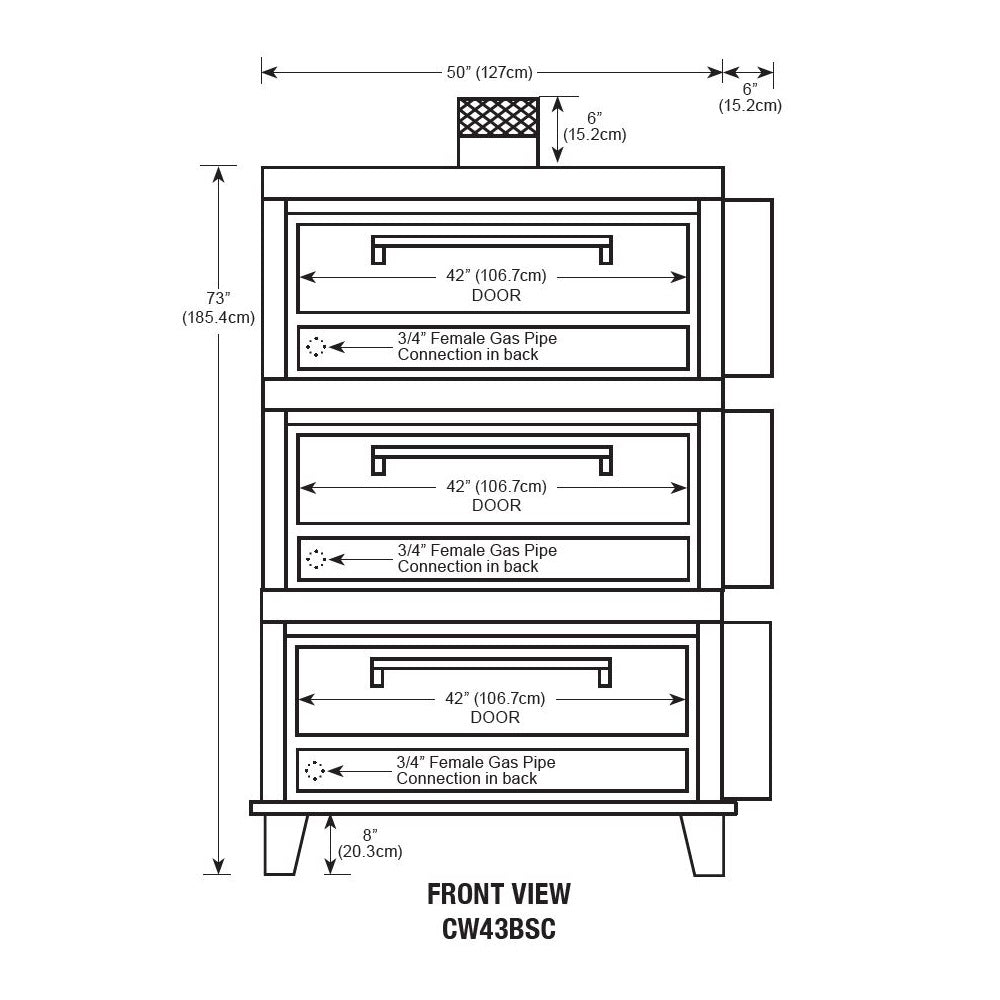 Peerless CW43BSC Triple Stack Gas Bake Oven