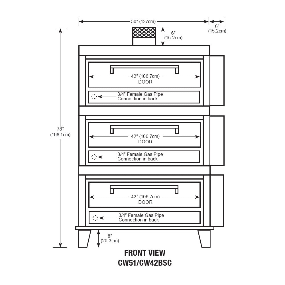 Peerless CW51/42BSC Triple Stack Combination Gas Roast and Bake Oven