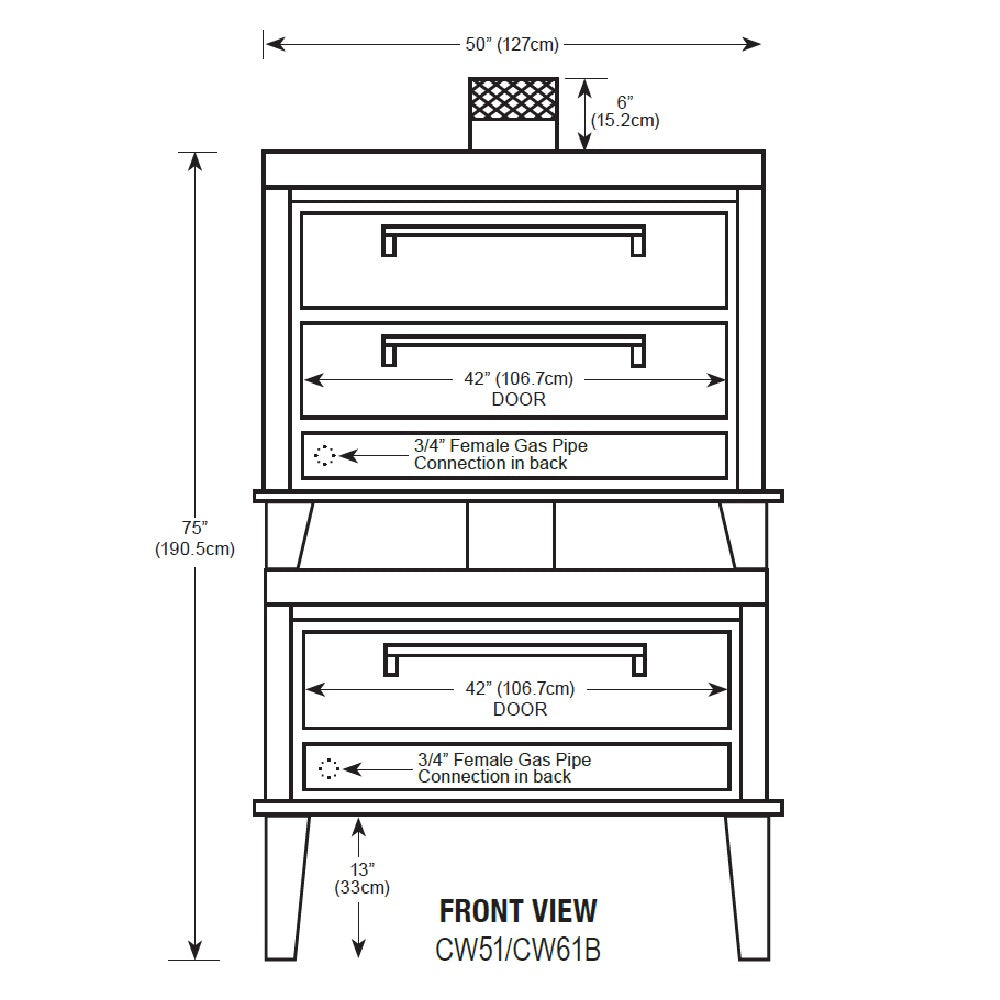 Peerless CW51/61B Combination Gas Roast and Twin Deck Bake Oven