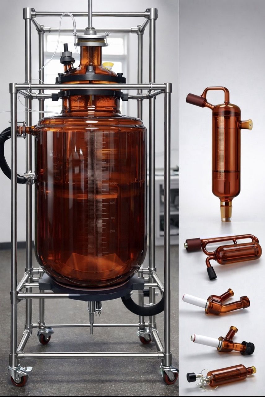 Across International R100 Glass Reactor Ai 100L Single or Dual Jacketed