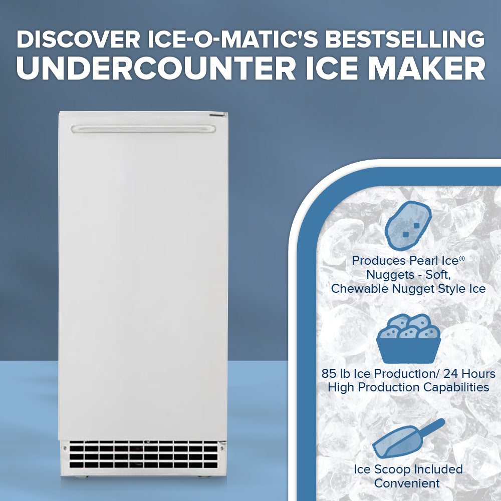 Ice-O-Matic GEMU090 Air-cooled Ice Maker Pearl Ice Nugget Undercounter 85 Lb/Day