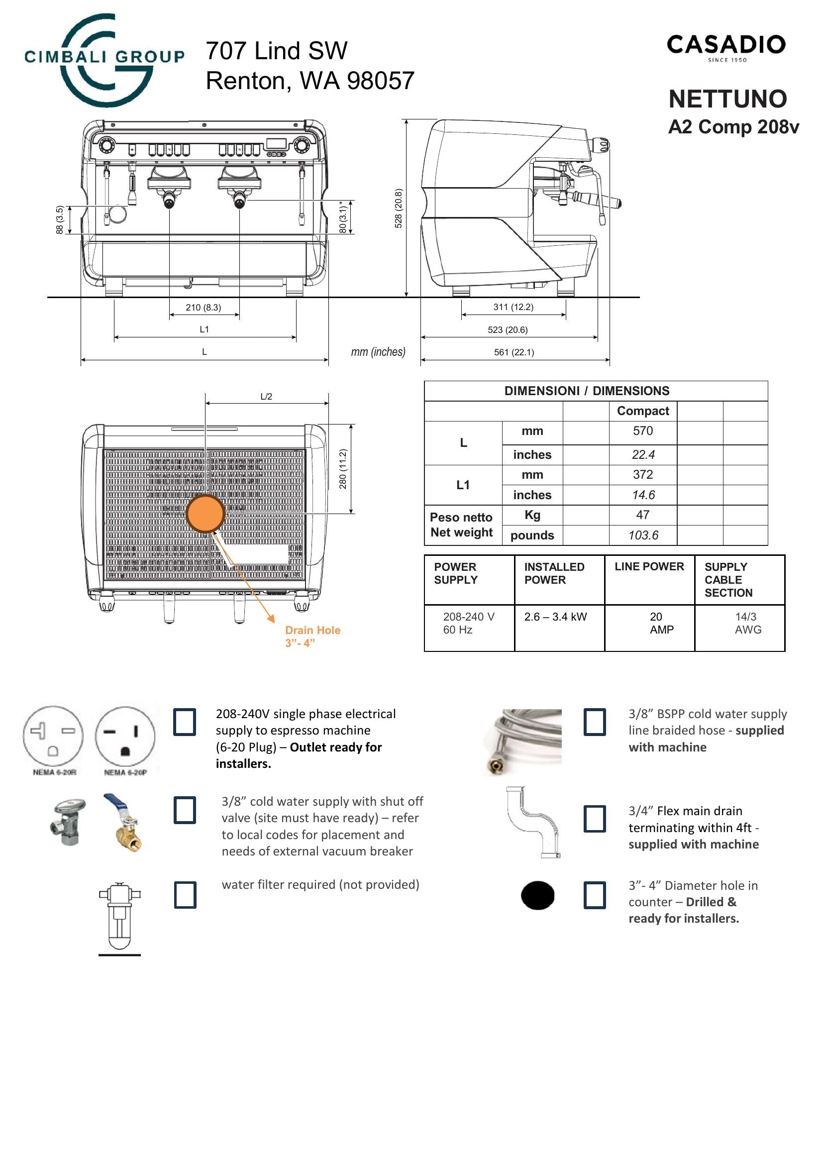 Casadio Nettuno A2C B Culus 208 M UZ210HBBT999A