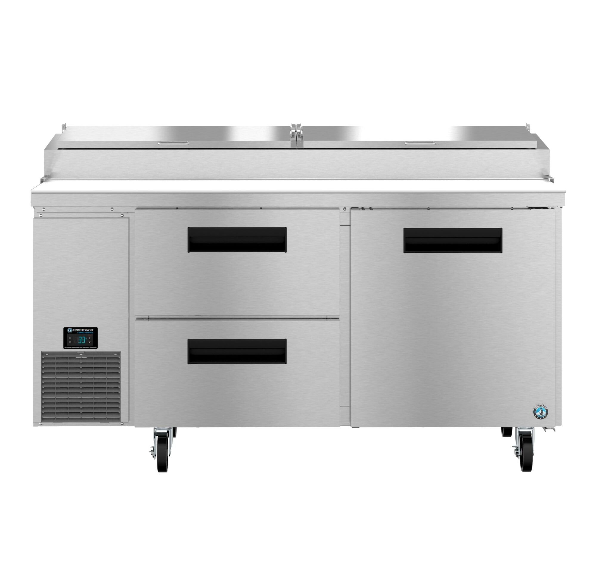 Hoshizaki PR67B-D2 67 Inch Stainless Steel Refrigerated Counter Pizza Prep Table 19.29 cu Ft