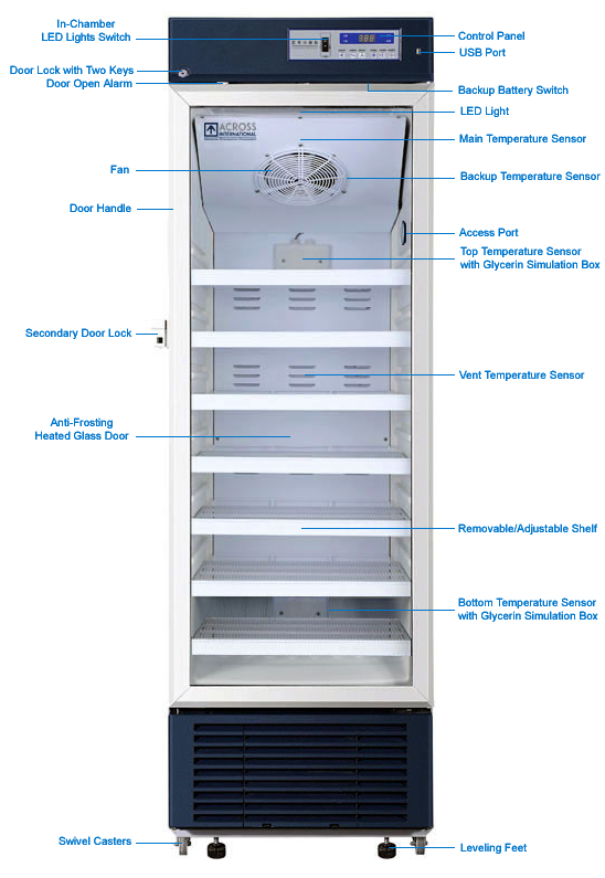 Across International M14 Ai 14 CF 2-8°C Upright Pharmacy Medical Vaccine Refrigerator UL