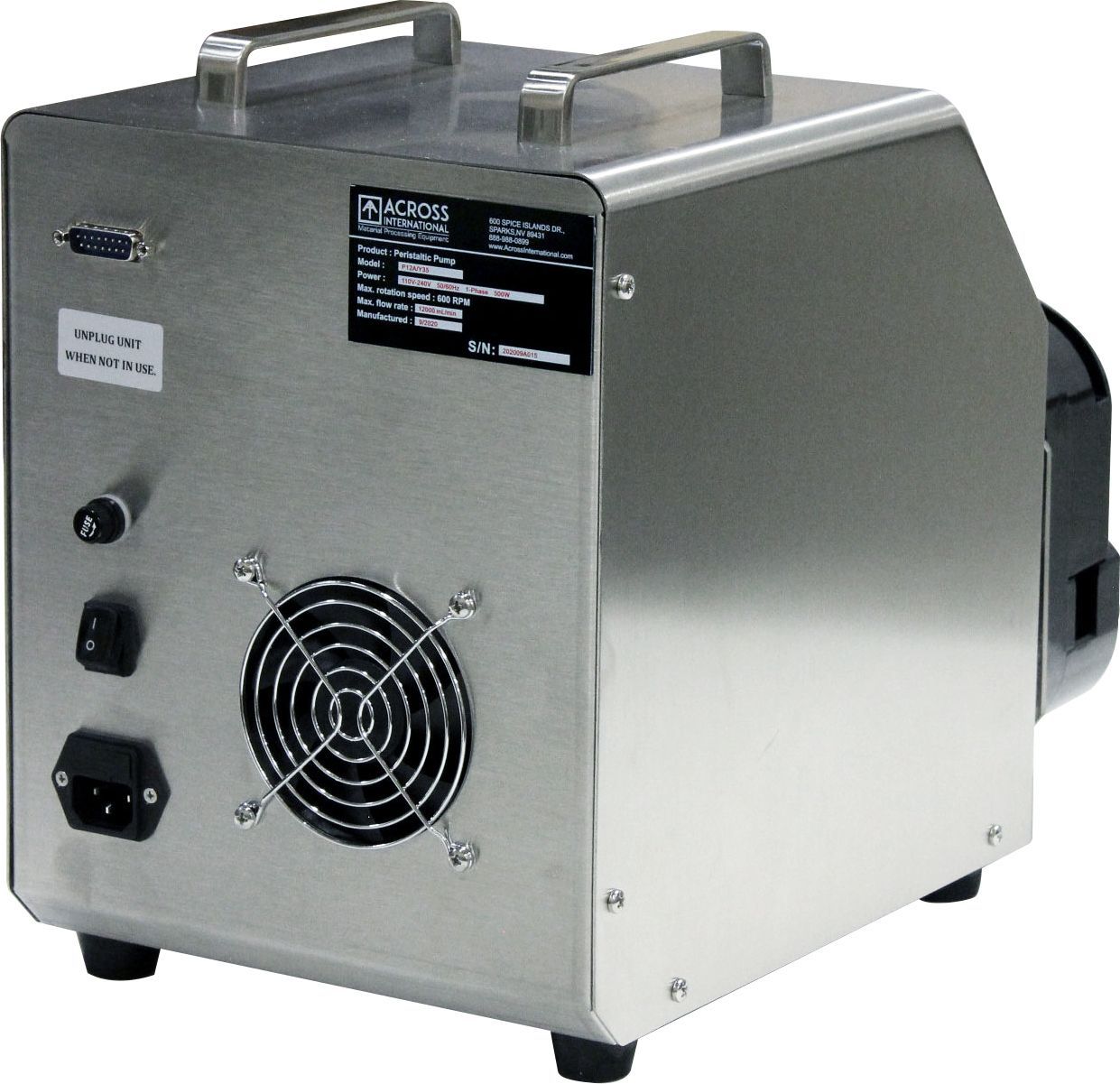Across International P12A Ai P12A 12L/min SST Peristaltic Pump Touchscreen controller ETL