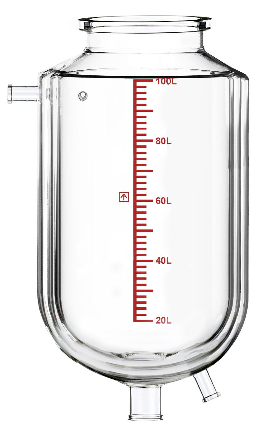 Across International R100.Vessel-D Dual-Jacketed 100L Reactor Vessel for Ai R100 Glass Reactors
