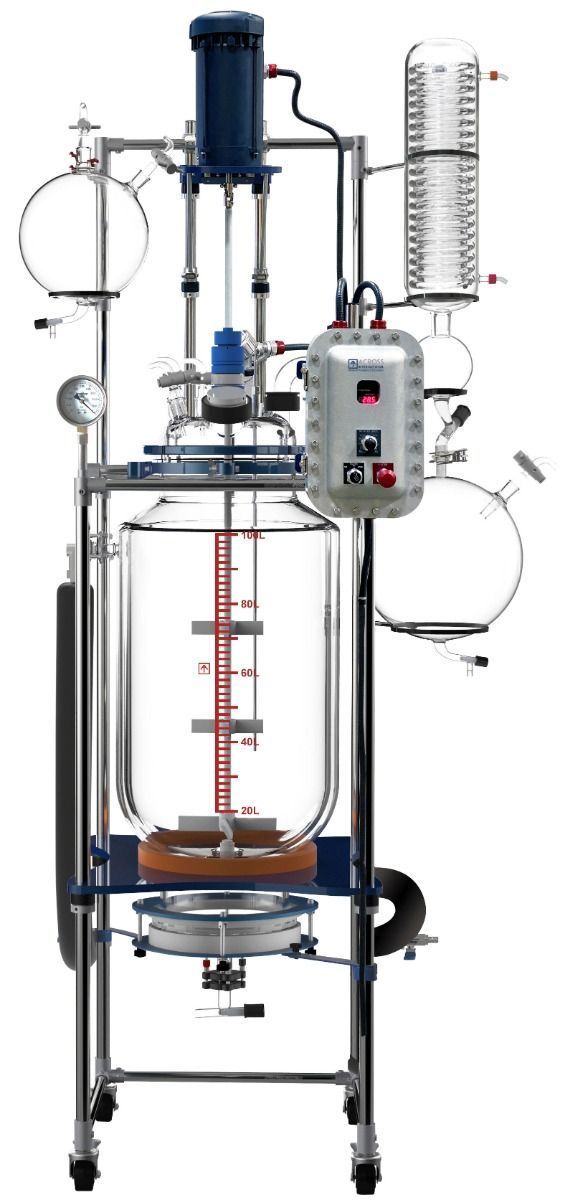 Across International R100ex Glass Reactor Ai 100L Jacket w/ Explosion-Proof Motor/Controller 220V