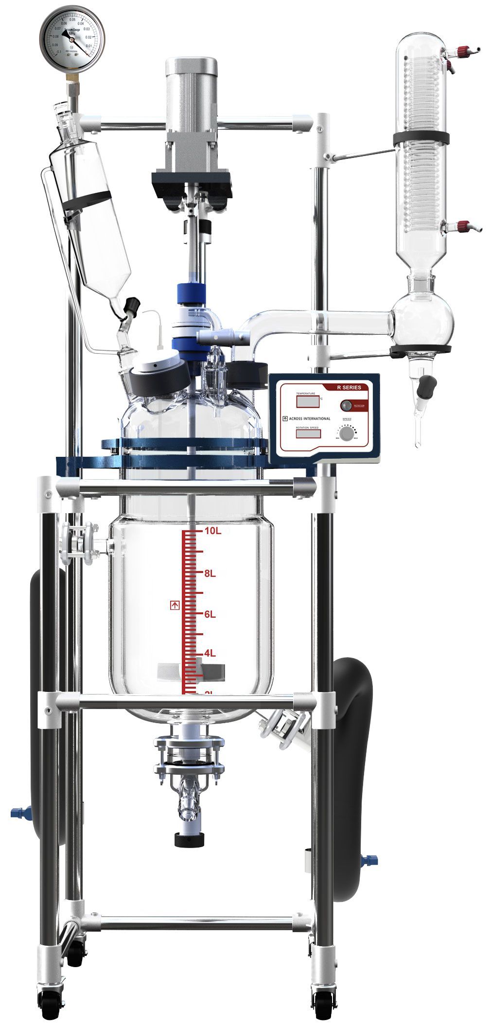 Across International R10 Glass Reactor Ai 10L Single or Dual Jacketed Systems