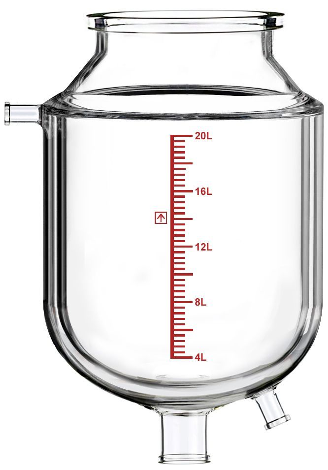 Across International R20.Vessel-S Single-Jacketed 20L Reactor Vessel for Ai R20 Glass Reactors