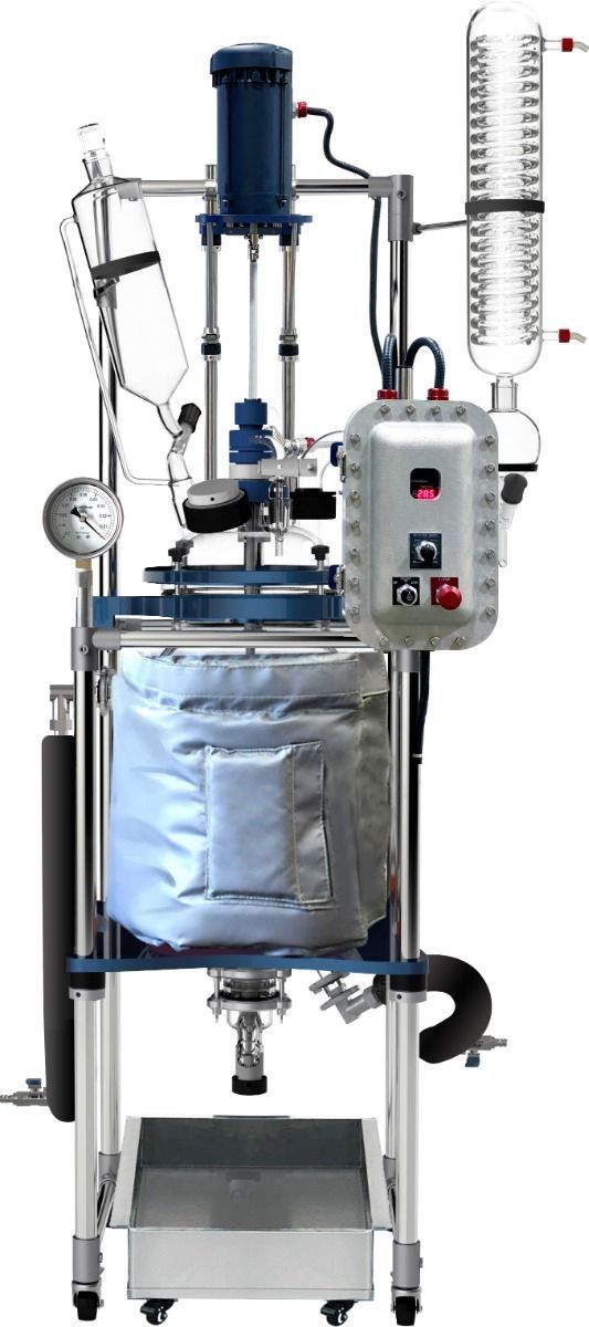 Across International R20ex Glass Reactor Ai 20L Jacket w/ Explosion-Proof Motor & Controller 220V