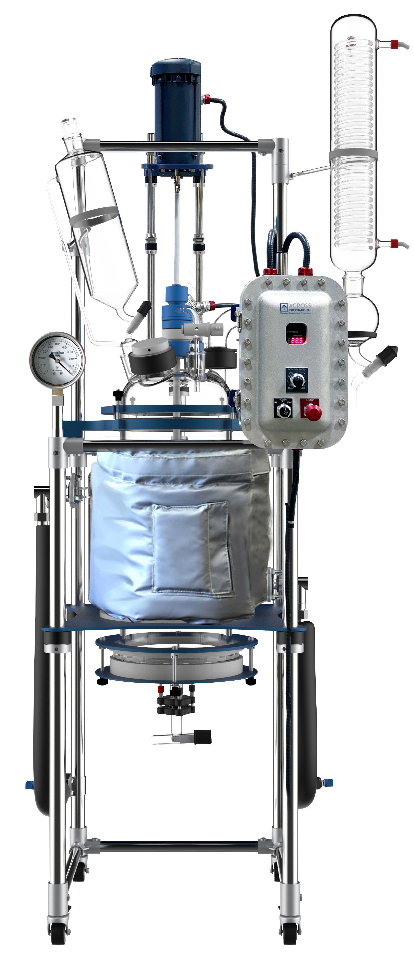 Across International R20ex Glass Reactor Ai 20L Jacket w/ Explosion-Proof Motor & Controller 220V